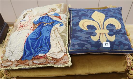 Four needlepoint or tapestry cushions, Aubusson style